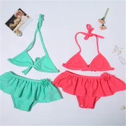 Baby Kids Swimwear Cute Bikini Girls split Two Pieces Swimsuit Bathing Children Suit Beachwear kids Falbala Bikini 2 Colors