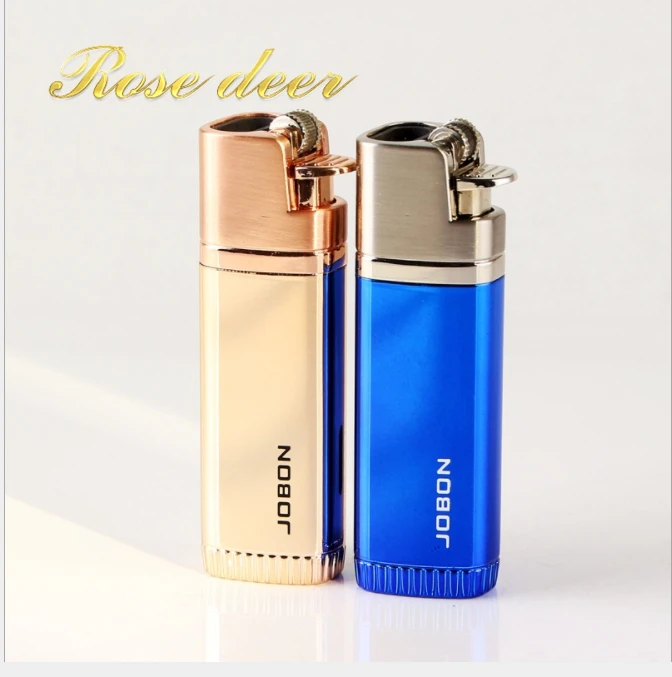 Classic Frosted Plating Brand Torch Cigarette Lighter Red Gas Lighter Fire Direct Metal Thin 8mm Windproof Lighter Gifts BD311-4