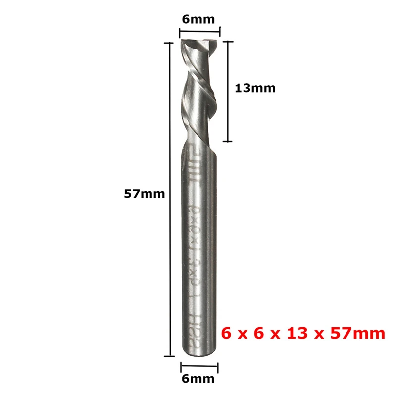 5Pcs 2 Flute 2/3/4/5/6mm Milling Cutter Set HSS End Mill CNC Engraving Bit 6mm Straight Shank Drill Bit Tool