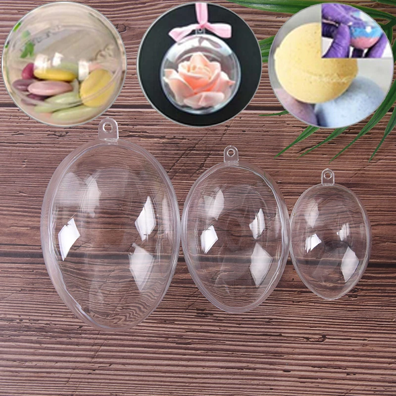 3Sizes DIY Bath Bomb Mold Plastic Clear Mould Reusable Eggs Shape Crafting Home Hotel Decor For Christmas Gift Bath Care Tool