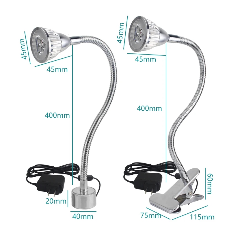 led desk lamp with clamp bedside Reading book Light 3w Table Lamp Flexible hose Night Lighting for bedroom living room