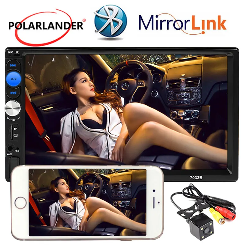 

MP5 MP4 Screen Mirroring Mirror Link Car Radio Stereo 7'' Touch Screen Multi-languages AUX USB TF 2 DIN Bluetooth