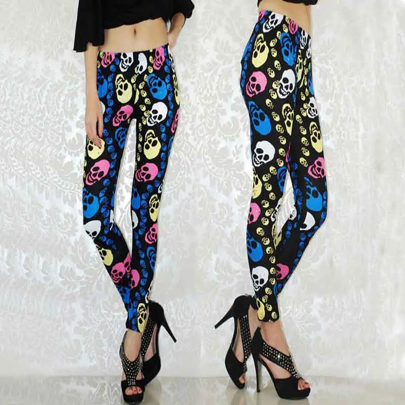 

Wholesale Leggings Women's Gothic Skull Printed Leggins Women Goth Pants for Women Trousers Stretch Legings