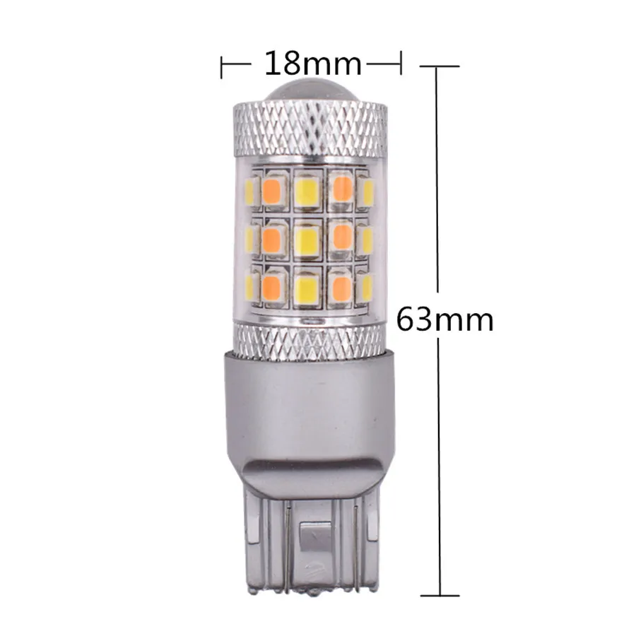 2 Pieces 7443 42SMD 2835 LED Bulbs Turn Signal light Switchback White/Amber Error-Free Turn Signal Bulbs