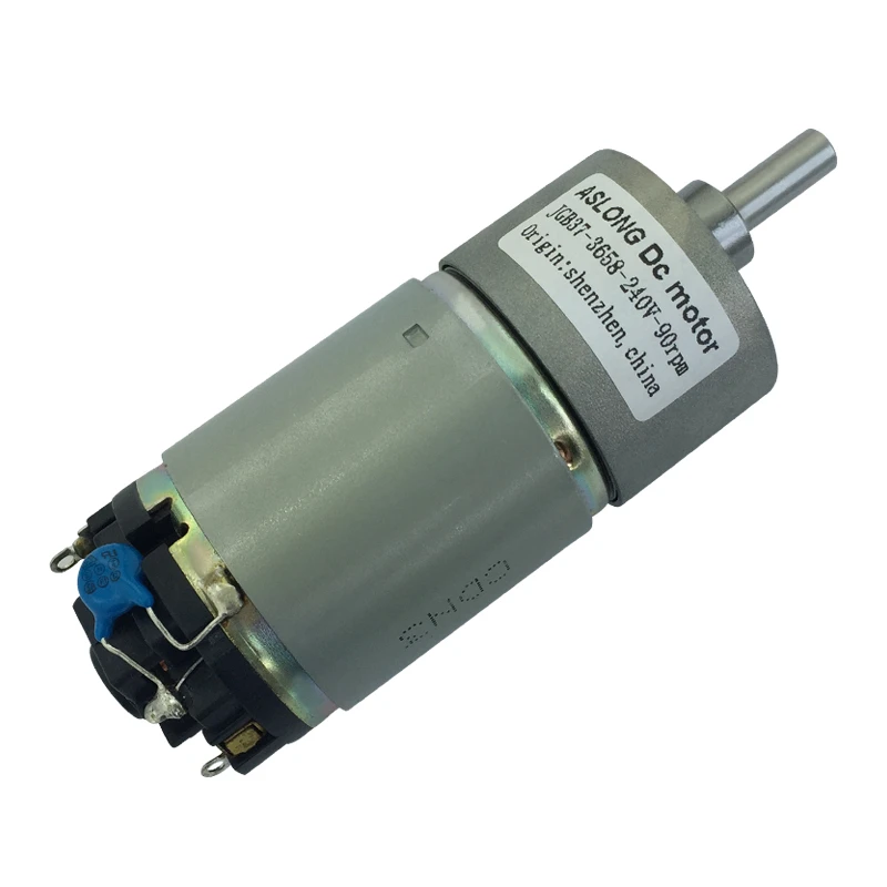 JGB37-3658D High Voltage DC Geared Motor with Capacitor Low Noise Motor 12V 24V 120V 0.8RPM-1000RPM