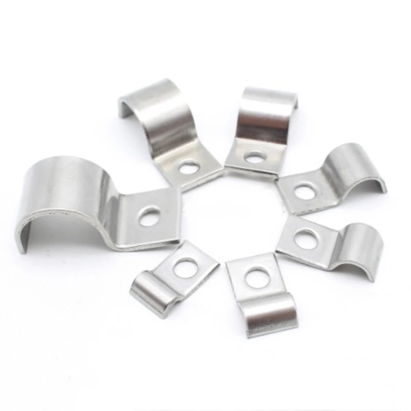 Hotaste 10pcs P-Type Stainless steel Single pipe Clamp Instrument Line/Wire/Tubing/Gas pipe Cable Clamp Building Fixed Clip