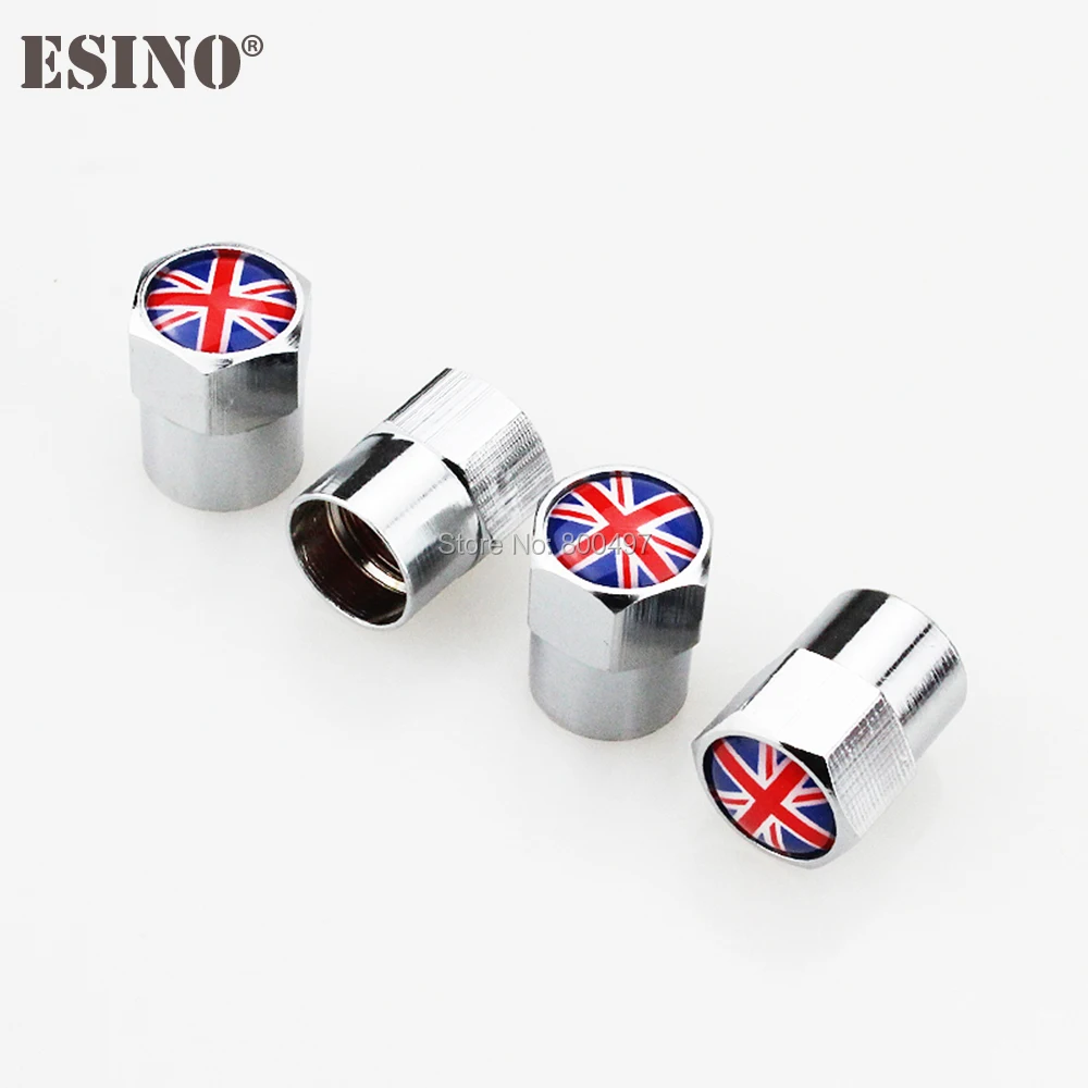 200 x Car Styling Stainless Zinc Alloy England National Flag Car Tire Valve Caps Wheel Tires Tyre Stem Air Cap Airtight Covers