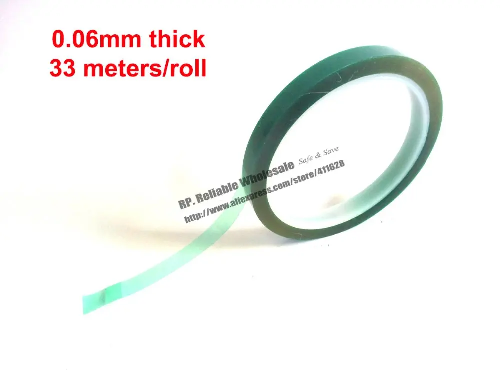 

0.06mm thick, 2mm, 3mm*33M Single Adhesive Green PET Masking Tape, High Temperature Resist