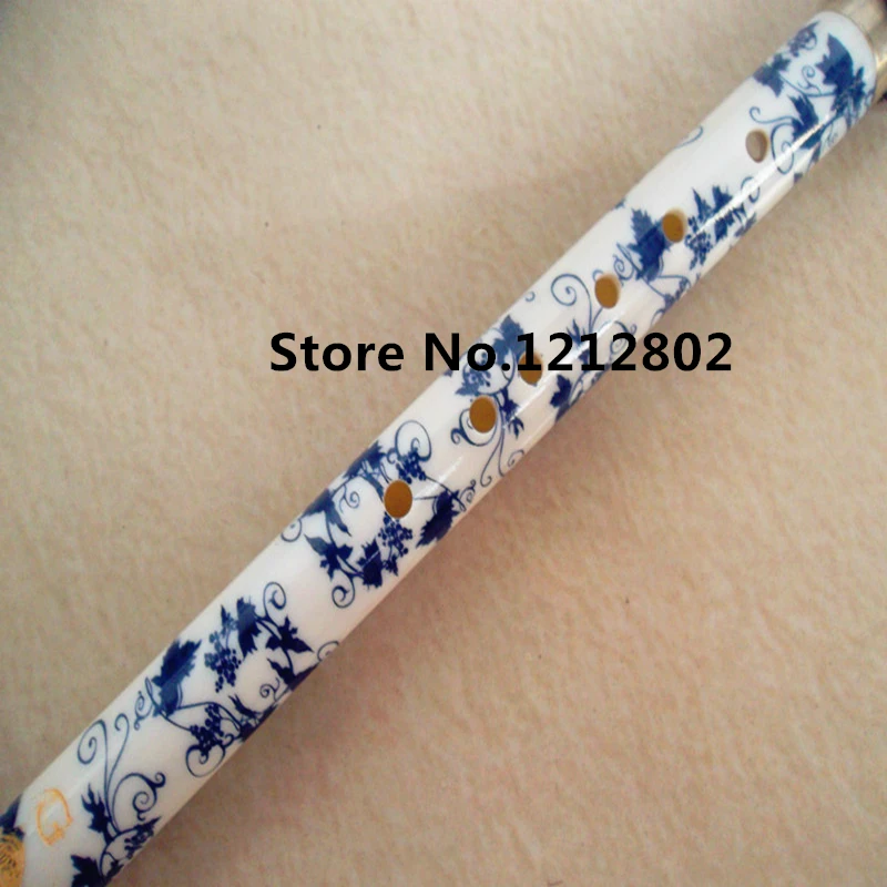 Bakelite Chinese Blue and White Porcelain Flute Bawu Vertical Playing Bawu Flute F/G Key Flauta Bawu Detachable Folk Instrument