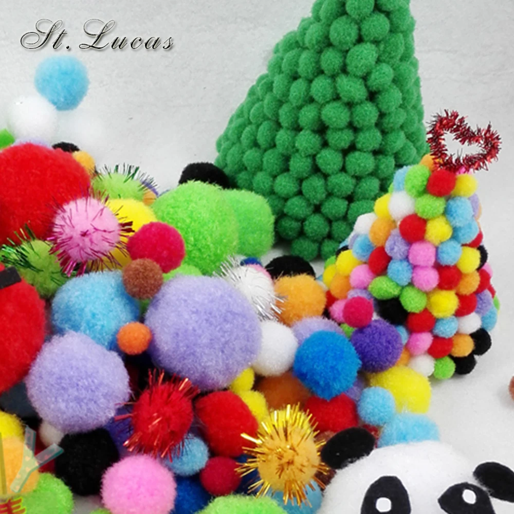 New 50pcs/lot 15mm mixed color polyester pom pom ball for home garment party carft decoration children handmade DIY material