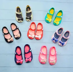 Nowy Mini dziewczyny sandały motyl galaretki buty Butterfly Knot buty kryształowa galaretka sandały dziecięce buty głowa ryby buty