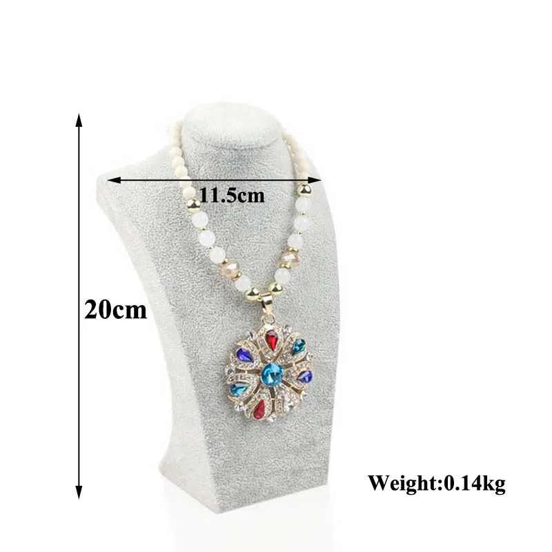 Mannequin Linen Velvet Necklace Pendant Chain Jewelry Bust Neck Display Stand Holder Mannequin Necklace Pendant Window Display