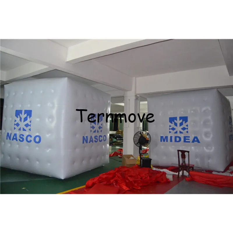 Inflatable cube advertising helium balloon with 4 sides printing Helium promotion pvc fly Square Cube Balloon for event party