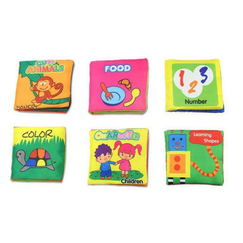 6pcs EBOYU Baby's Fabric Washable Soft Cloth Book Early Education Intelligent Toy for Infant Toddler Kids Learning