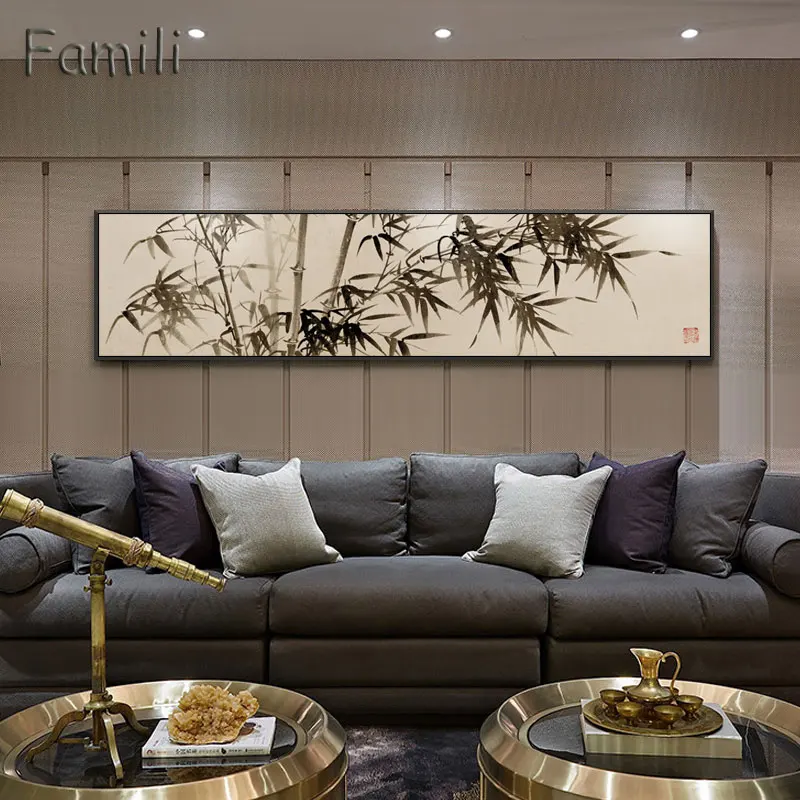 Digital printed Traditional Chinese Bamboo Painting Landscape Oil painting on Canvas Sofa Poster Wall Picture for Living Room