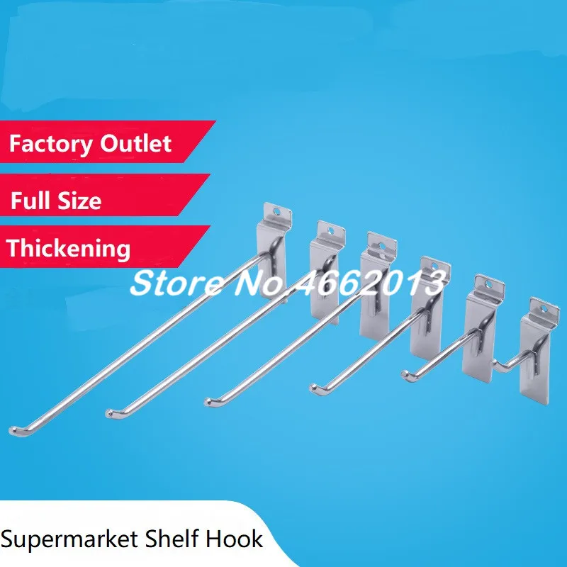 

100pcs Slatwall Display Hooks 100/150/200/250/300mm Length 6mm Wire Dia. Supermarket Store Display Hook Hanger