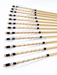 32inch 6/12/24PCS Handmade Wooden Arrows  Turkey Feathers  With Bullet Tips With White Feather