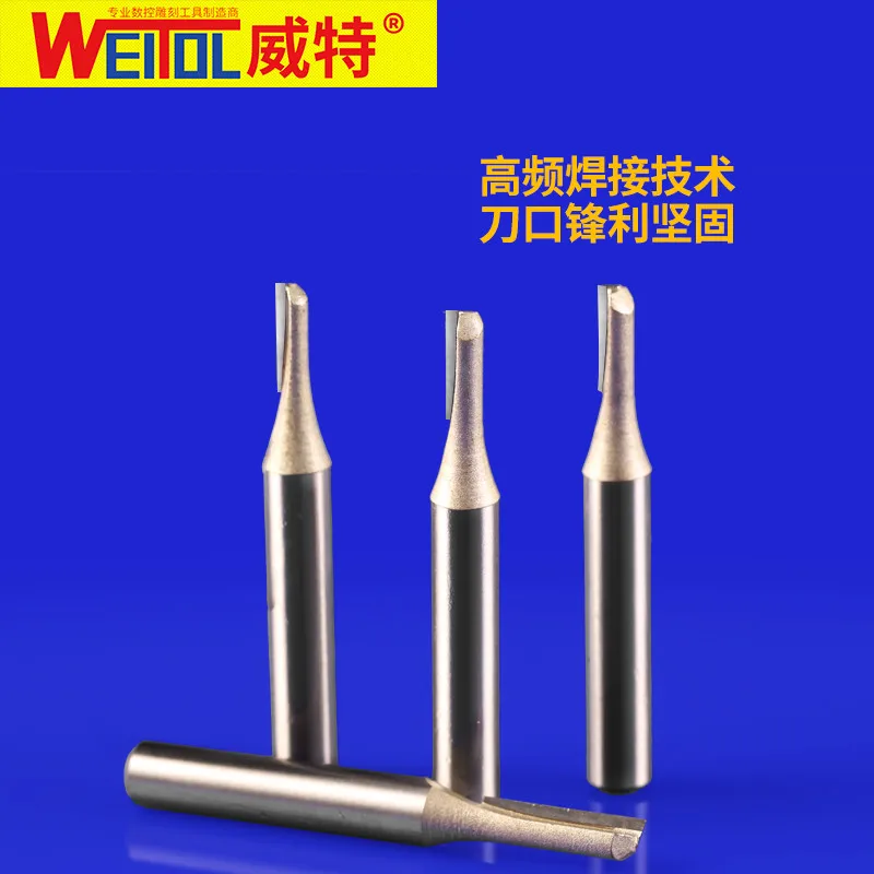 WeiTol 1pcs 1/4 inch woodworking cnc tungsten carbide single flute straight bit straight router bit wood tools