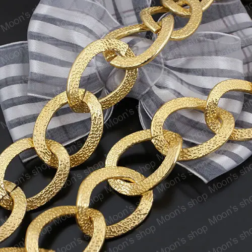 (JM2981)2 Meter Width 21mm Aluminum Oxidation Process Imitation Gold color Embossing Extended Twisted Chains Wholesale