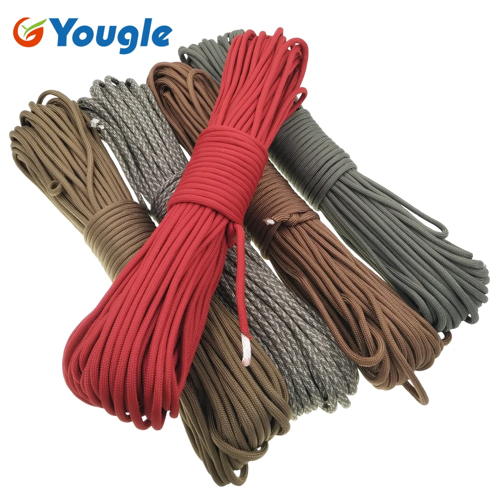 YOUGLE-Corde parachute Mil Spec Type IV à 7 brins, 100 pieds, lanière, équipement de survie, camping et escalade en plein air