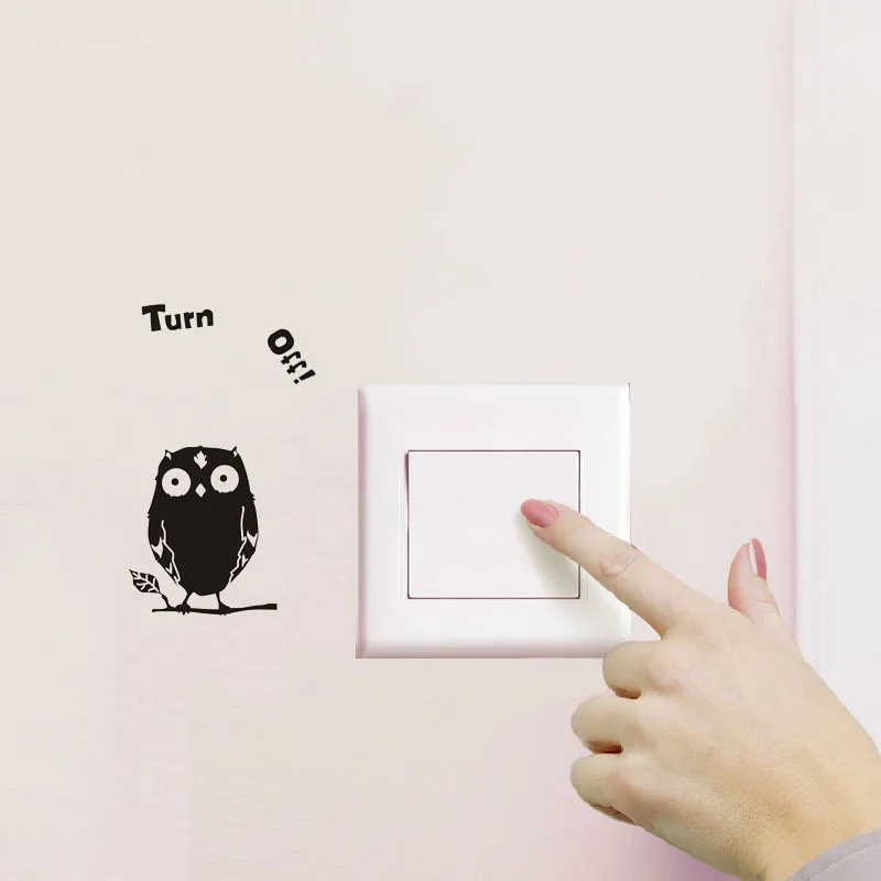 Creative Cute Black Owl Removable Switch Stickers On The Wall Sticker Vinyl For Home Decor Socket Decals Cartoon Wallpaper