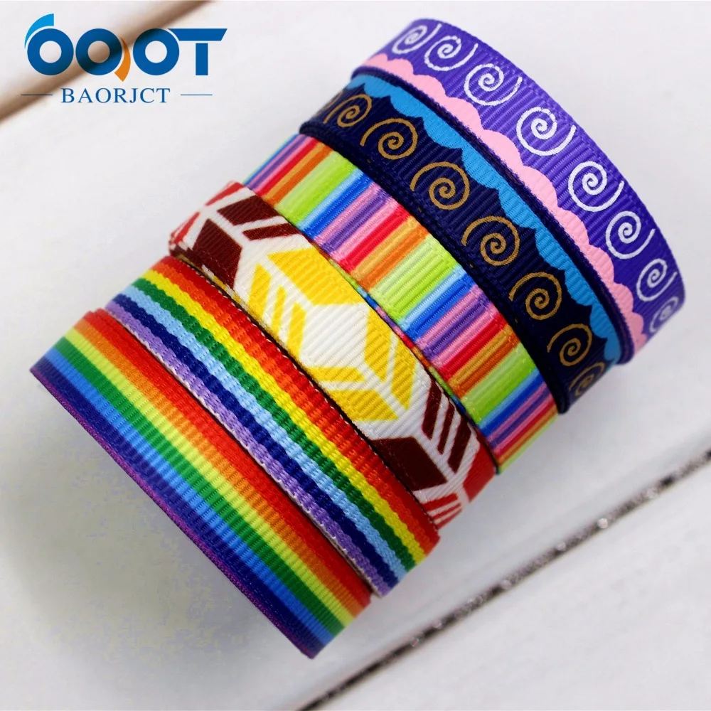 174151, OOT BAORJCT 10mm 10yard/lot Streak Ribbons Thermal transfer Printed grosgrain Wedding Accessories DIY handmade material