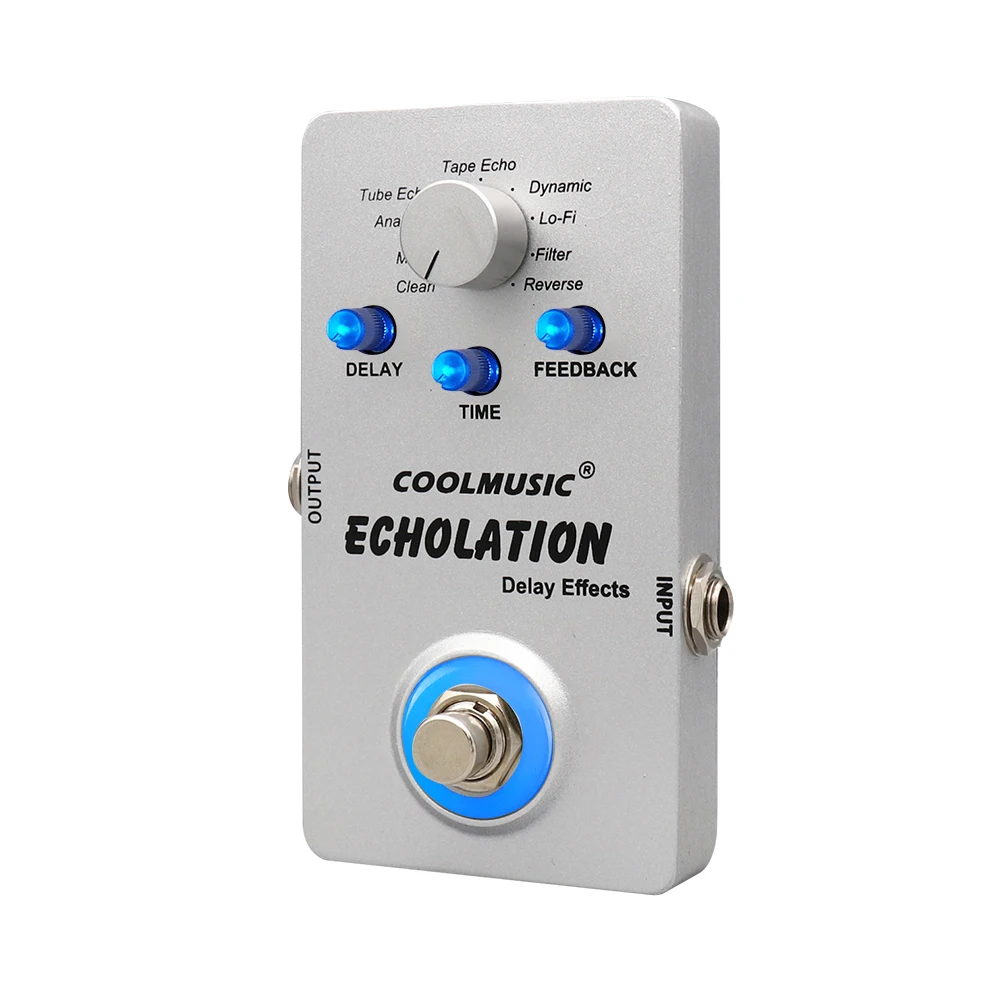 COOLMUSIC A-DE01 Echolation Guitar Accessories Digital Electric Guitar Delay Pedal with 9 Effects True Bypass Full Metal Shell