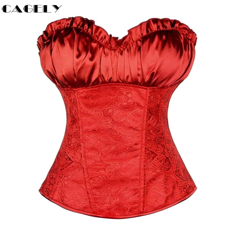 Vintage Paisley Overbust Corset Padded Bustier Lacing-up Corselet Top S-6XL Corset Outfits Sexy Retro Slimming Clothes