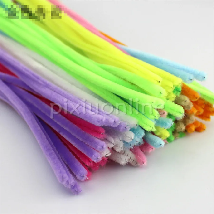 100pcs/lot J6343 Colorful Mixed Iron Wire Covered Lint Children Toys Using Maker Parts