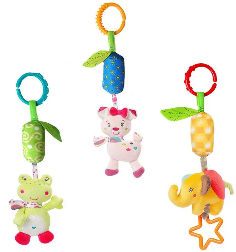 Baby Toys Animal elephant rabbit owl frog Soft Rattles Bed Crib Stroller Music Hanging Bell kids Stuffed Toys I0043