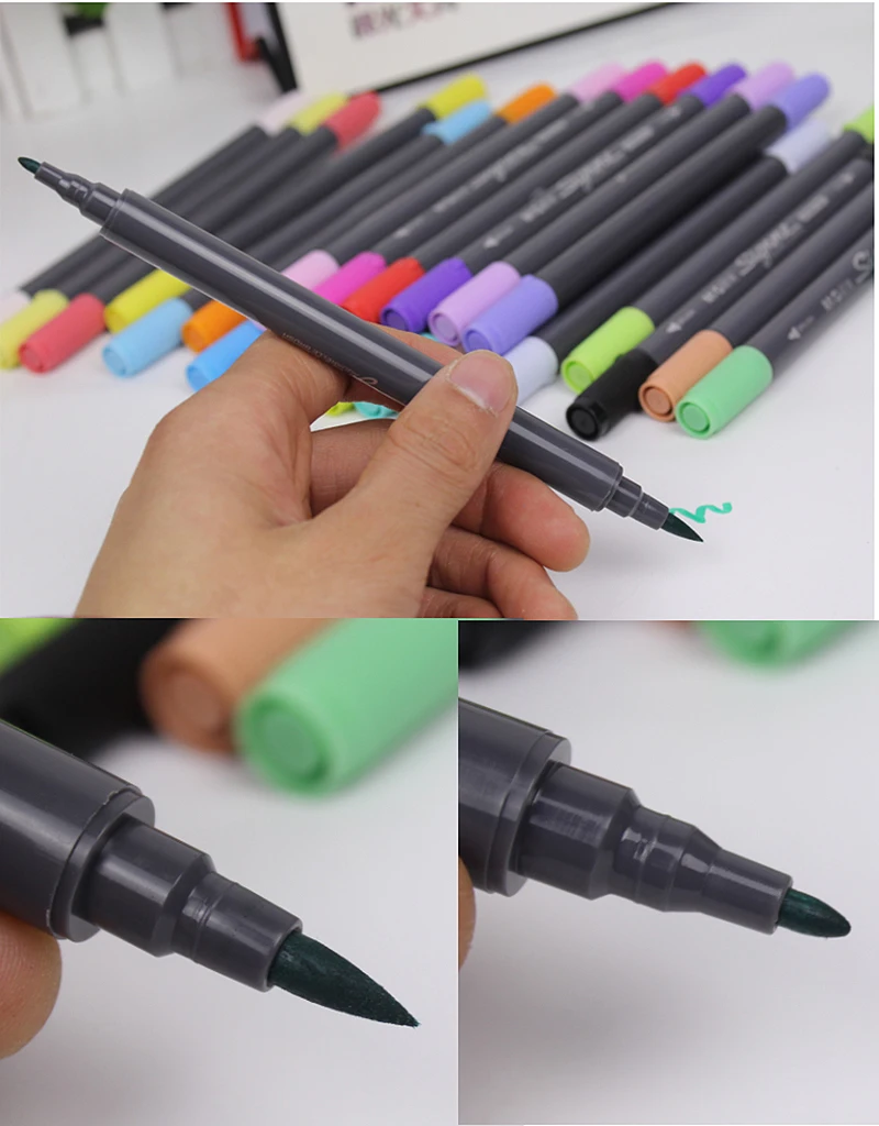 New 24 colors Art Markers Pen Sketch writing pen Double Slider Oil-based Marker Art Painning Drawing school supplies