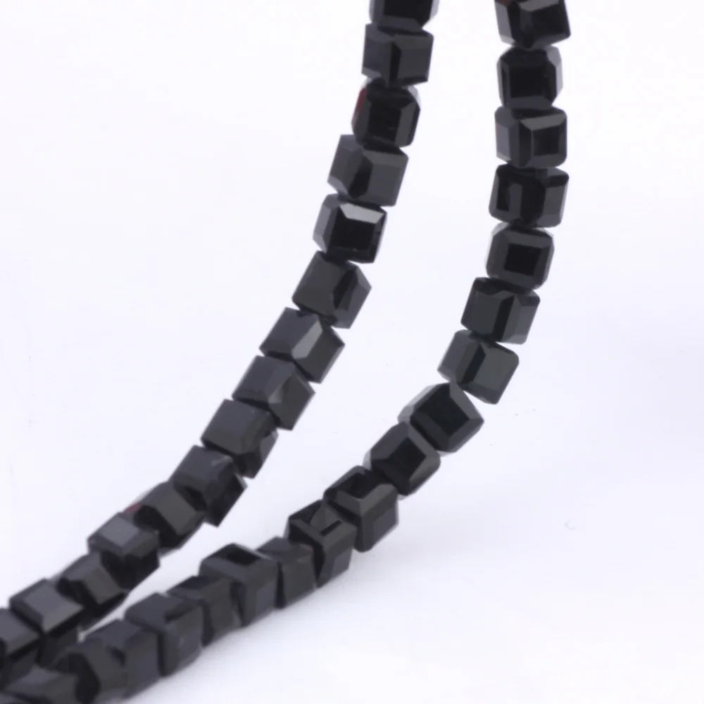 OlingArt Square 3/4/6/8MM Austria Crystal Beads charm Glass Beads Black color Loose Spacer Bead for DIY Jewelry Making