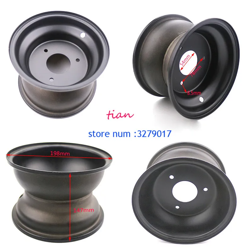 6 inch wheel hub use 145/70-6 13x5.00-6 13x6.50-6 tire tyre ATV 3 hole Vacuum rims for 110-125cc Go-Kart, ATV, lawn mower
