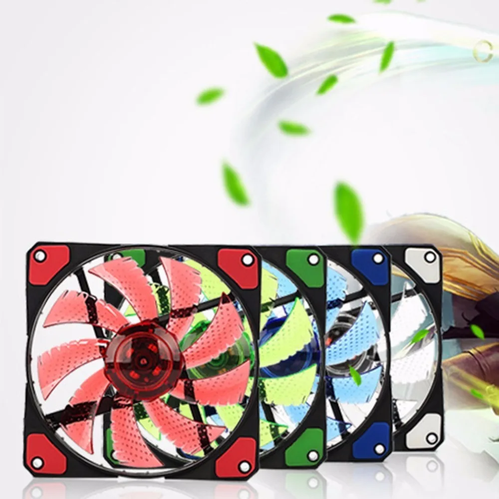 120mm Pc Computer Fan 15 luci LED Cooler ventola di raffreddamento plastica 12V DC 4P 3P 120*120*25mm ventilatore per Computer colorato facile da installare