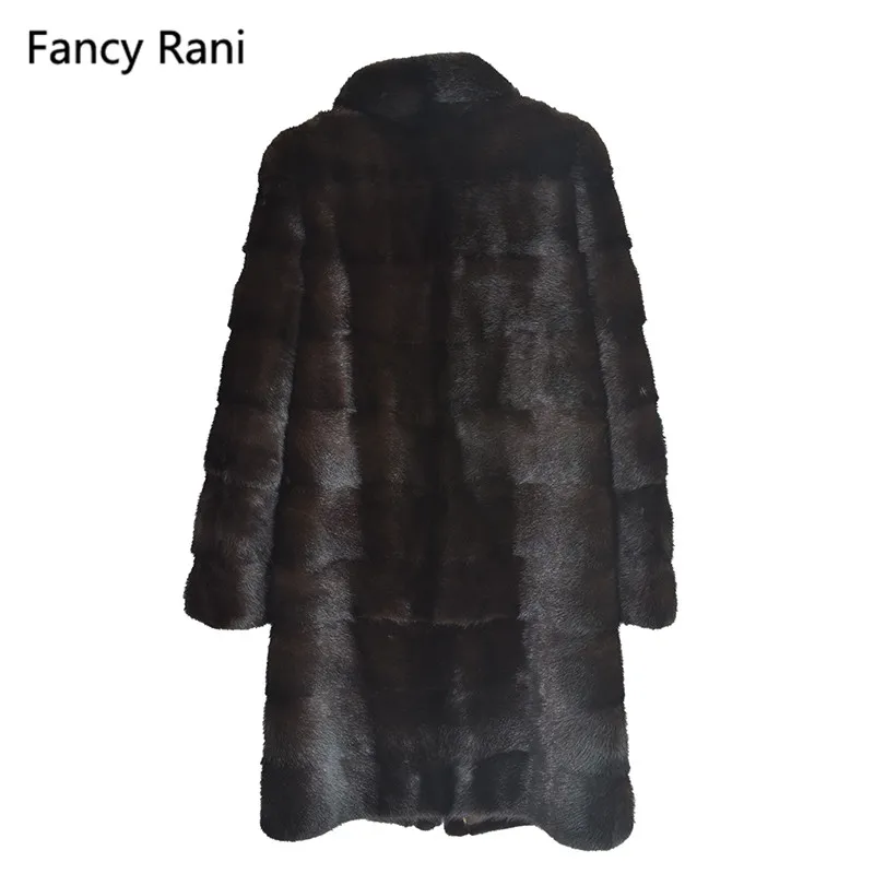 Fancy Rani Real Mink Fur Coat Thick Warm Genuine Fur Winter Clothes Full Pelt Natural Fur Long Jacket Women Customizable