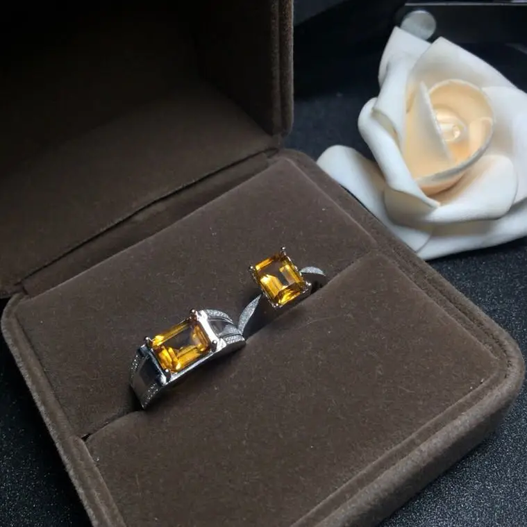 The Best gift For Your Lover Couple Rings Natural And Real Citrine Lover's Ring 925 sterling silver for your Lover