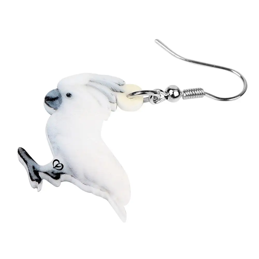 Bonsny Acrylic Umbrella Cockatoo Bird Earrings Dangle Drop Unique Animal Jewelry For Women Girls Pet Lovers Charms Lots Gift