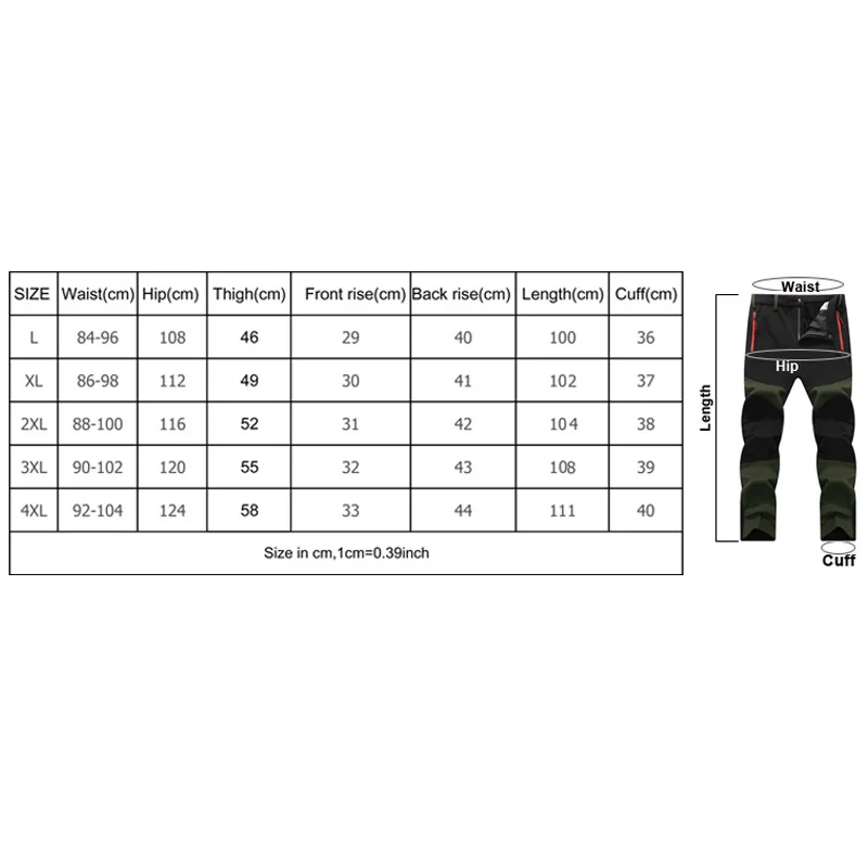 TRVLWEGO Hunting Climbing Camping Hiking Trekking Pants Softshell Autumn Winter Waterproof Warmth Radiation Protection Men