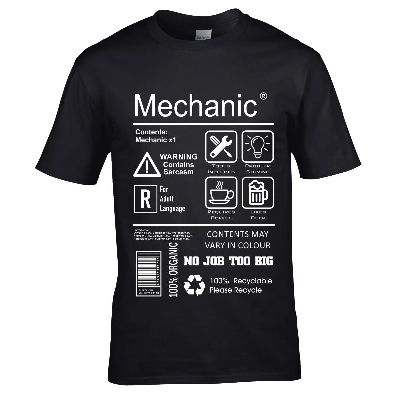 Funny Mechanic Package Care Instructions Mens T-Shirt Top Mechanical Engineer 2019 New Fashion Print O-Neck Man Print T Shirt