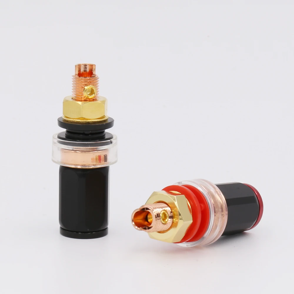 Miễn phí vận chuyển 4 cái phong cách Thụy Sĩ Tinh Khiết Red Copper Mạ Amplifier Loa Thiết Bị Đầu Cuối Binding Bài