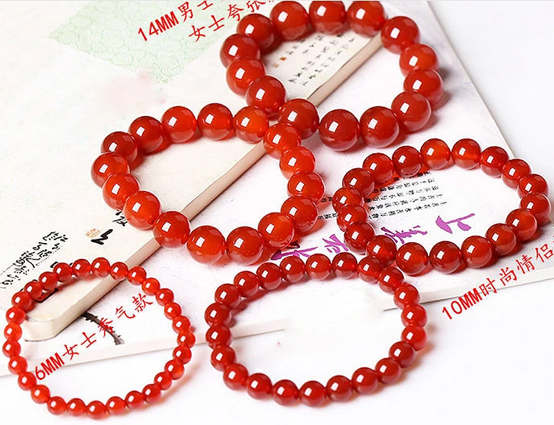 Trendy Stone Unisex Round natural carnelian Bracelet,6MM(28pcs)red carnelian crystal  Bracelet jewelry