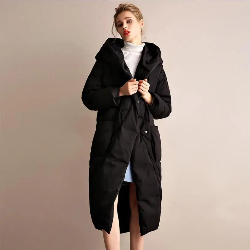 New fashion brand 90% duck down thicker warm parkas coat female winter fashion bat style fluffy hooded warm jacket wq772