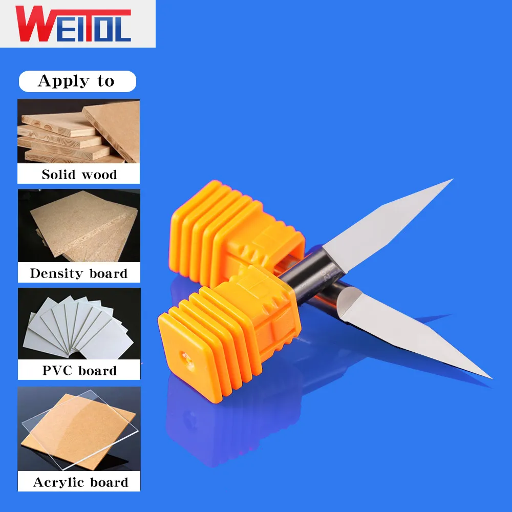 Weitol 5A 6 Mm CNC Router Bit Gelar 10 15 20 Ukiran Bit End Mill Carbide Milling Cutter Aksesoris Mesin
