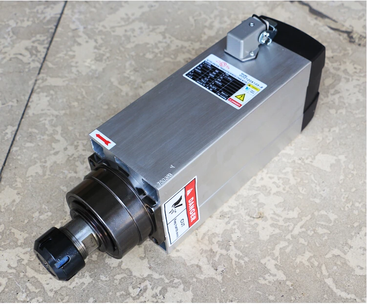 Square air cooled spindle motor 6kw 380V 18000rpm 300HZ with ER32 collet for CNC Wood Router