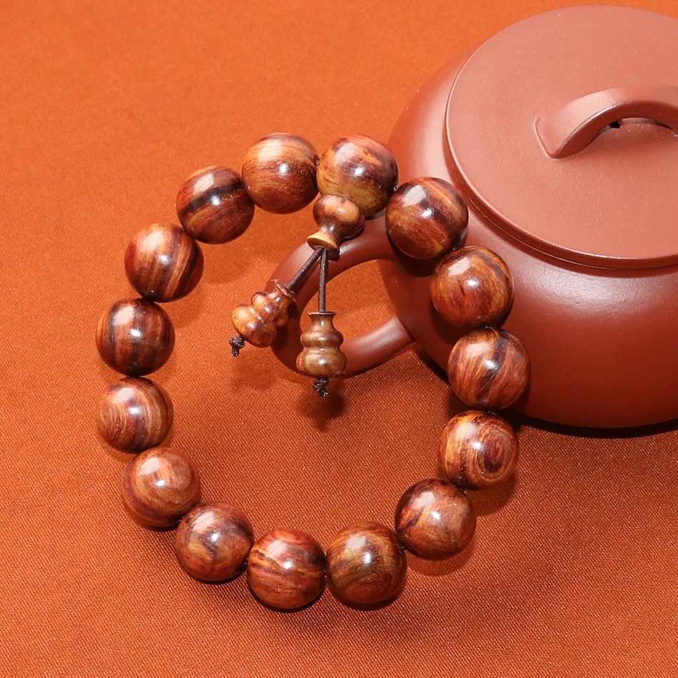 Wood Beads Bracelet 15mm Genuine Chinese Hainan HuangHuaLi Scented Rosewood Bangle Gift For Men Women