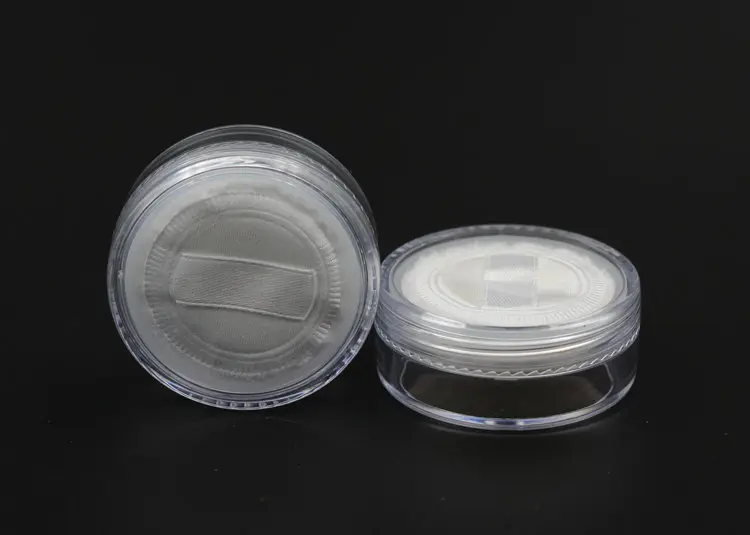 6pcs 20g Loose Powder Puff Jar Refillable Pot With Sifter Grid Lid Cosmetic Container PS Clear Plastic Empty Cream Jar Packaging