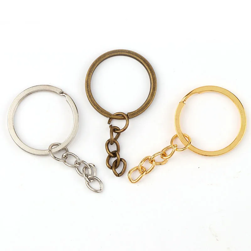 28mm Metal Iron Tone Circle Key Chains & Key Rings Keychain Charms Pendant DIY Keychain Key Ring Jewelry Finding