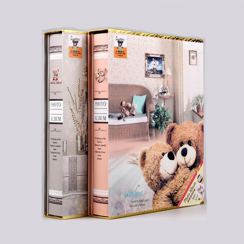 CASEGRACE Lovely Teddy Bear Photo Album For Children Photo Album 7 inch Interleaf Type Family Photo Albums With 200 Sheets