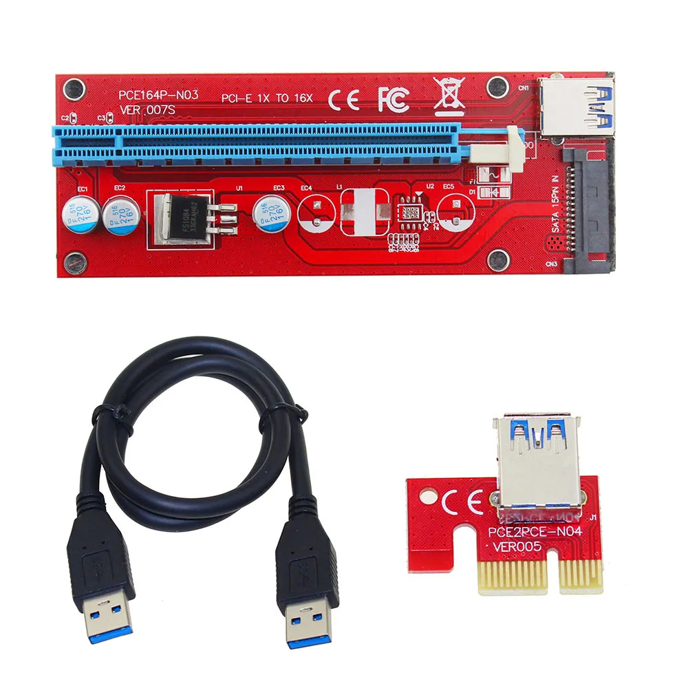 

VER007S 0.6M PCI-E 1X to 16X Mini Pcie Riser Card Extender PCI Express Adapter With USB 3.0 Data Cable 15Pin SATA Power Supply