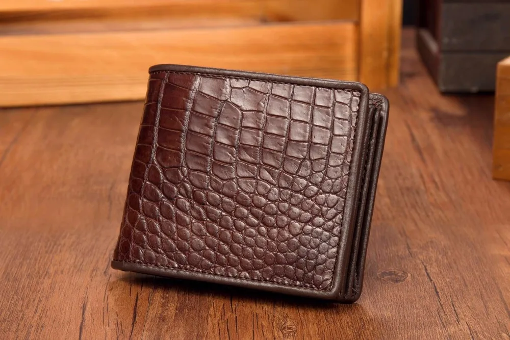100% real Luxury Quality Genuine Crocodile belly Skin Leather Men Wallet bank card holder black brown color free shipping